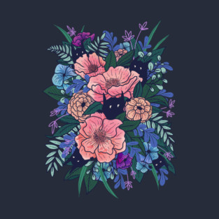 Wild Flowers (on Blue) T-Shirt
