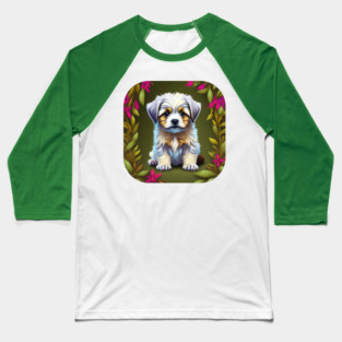 Havanese Puppy with White and Light Brown Markings Baseball T-Shirt