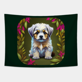 Havanese Puppy with White and Light Brown Markings Tapestry