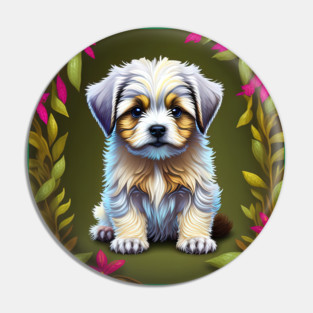 Havanese Puppy with White and Light Brown Markings Pin