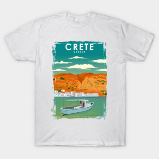 Crete Greece Vintage Minimal Retro Travel Poster T-Shirt