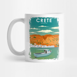 Crete Greece Vintage Minimal Retro Travel Poster Mug