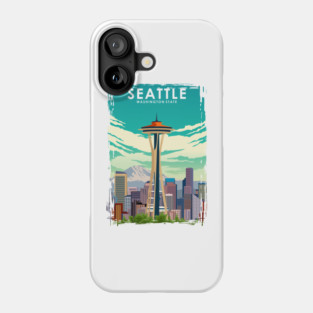Seattle Washington State Travel Poster Phone Case