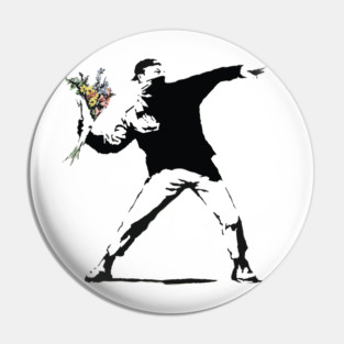 Banksy flower thrower Pin
