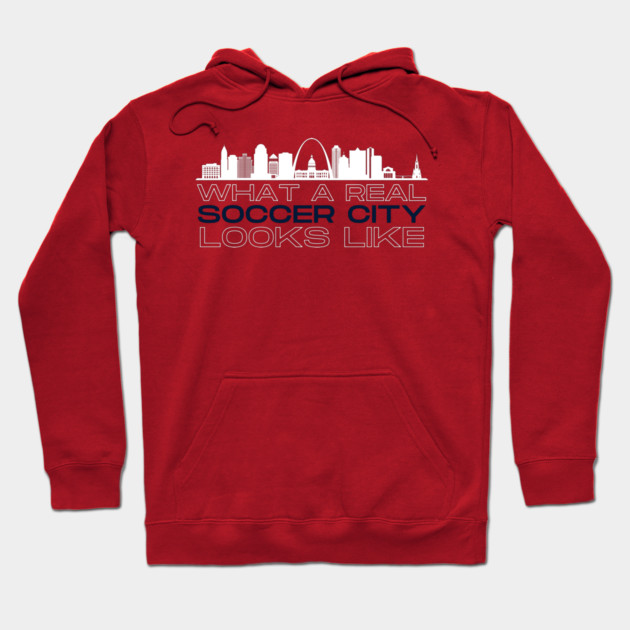 Real Soccer City Red Hoodie by Litehouse Tees
