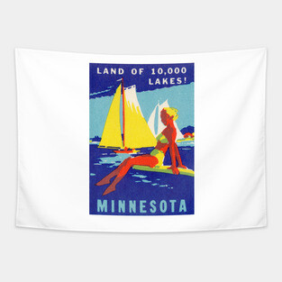 1940 Minnesota, Land of 10,000 Lakes Tapestry