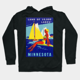 1940 Minnesota, Land of 10,000 Lakes Hoodie
