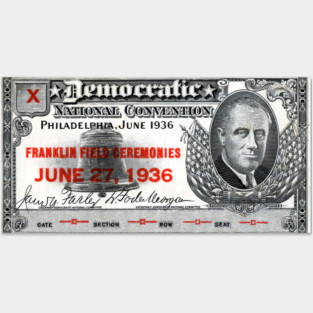 1936 Democrat National Convention Ticket Posters and Art