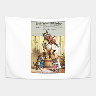 1882 Cats Square Dance Tapestry
