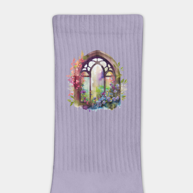 Rainbow Floral Church  Window by Luxinda