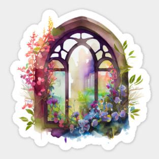 Rainbow Floral Church  Window Sticker