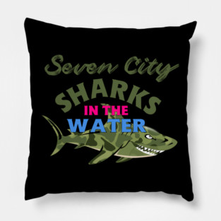 Suffolk Sand Sharks In The Water Pillow