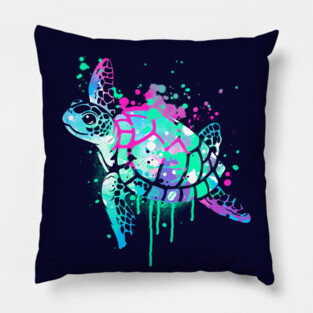 Fluo sea turtle Pillow