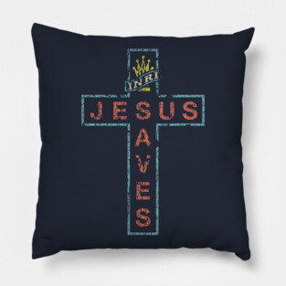 Jesus Saves Cross Sign Pillow