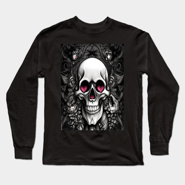 ROMANTIC SKULL Long Sleeve T-Shirt by Prinyos