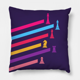 Synthwave 80s Chess Pieces Pillow