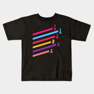 Synthwave 80s Chess Pieces Kids T-Shirt