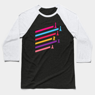 Synthwave 80s Chess Pieces Baseball T-Shirt