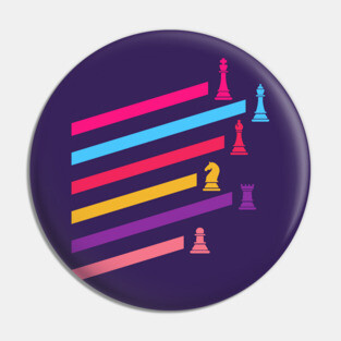 Synthwave 80s Chess Pieces Pin