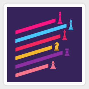 Synthwave 80s Chess Pieces Sticker