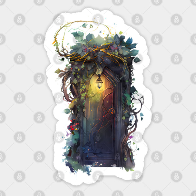 Fairy Door Watercolor 3 Come Through Sticker by Luxinda