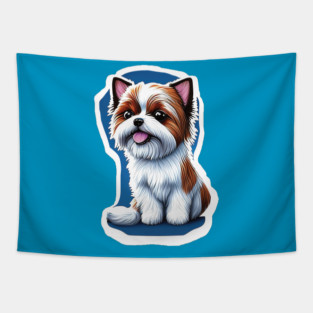 Happy American Biewer Terrier Tapestry