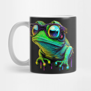 Synthwave/Retrowave neon FROG with Glasses Mug