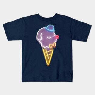 Neon Ice Cream Dog - Retro Sign Art Kids T-Shirt
