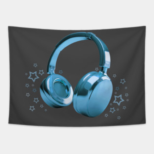 Blue Headphones Tapestry