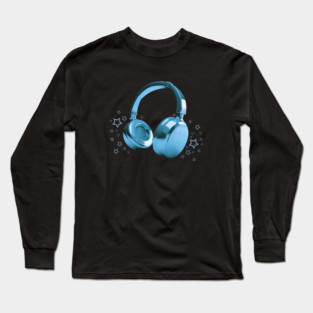 Blue Headphones Long Sleeve T-Shirt