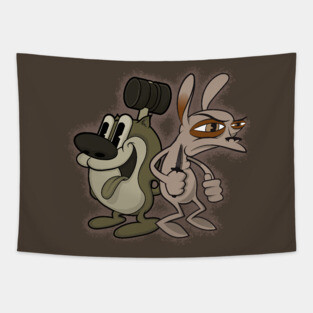 Retro Ren and Stimpy Tapestry