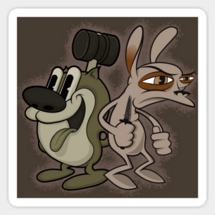 Retro Ren and Stimpy Sticker