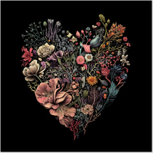 Botanical love heart Posters and Art