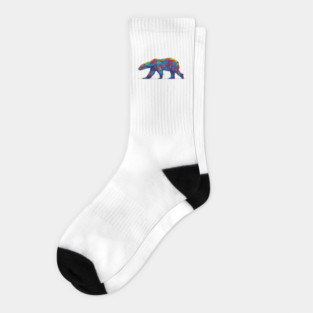 Rainbow Geometric Polar Bear Socks
