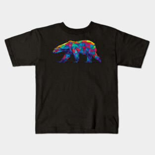 Rainbow Geometric Polar Bear Kids T-Shirt