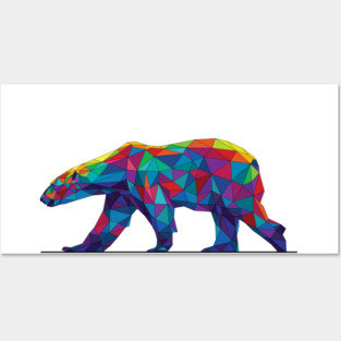 Rainbow Geometric Polar Bear Posters and Art