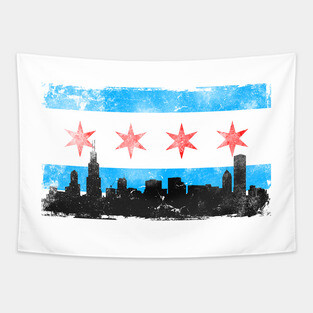Chicago Flag - Distressed Tapestry