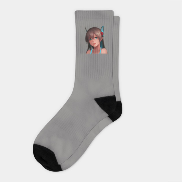 manga girl blue eyes  anime lover Socks by animegirlnft