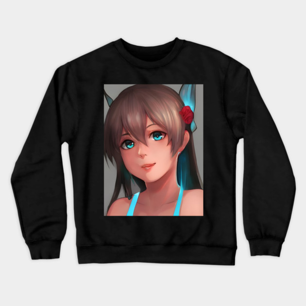 manga girl blue eyes  anime lover Crewneck Sweatshirt by animegirlnft