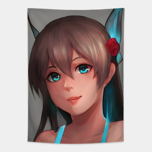 manga girl blue eyes  anime lover Tapestry by animegirlnft
