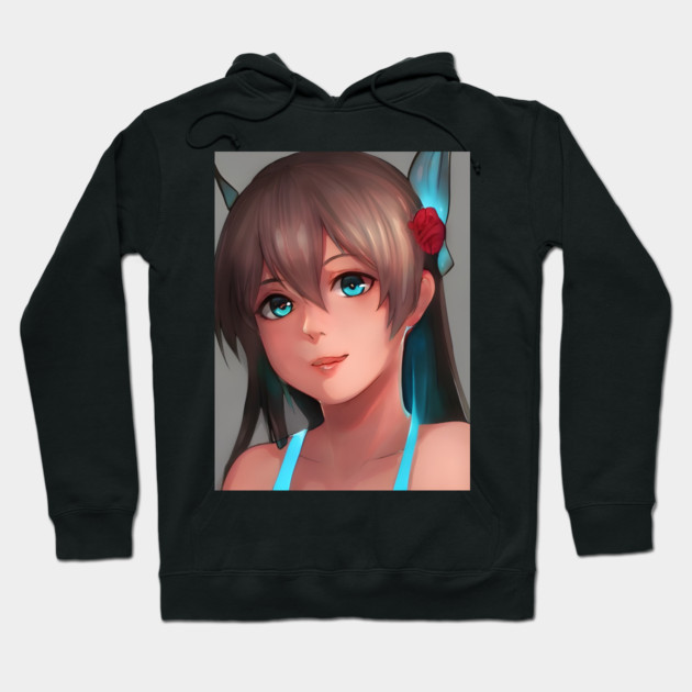 manga girl blue eyes  anime lover Hoodie by animegirlnft