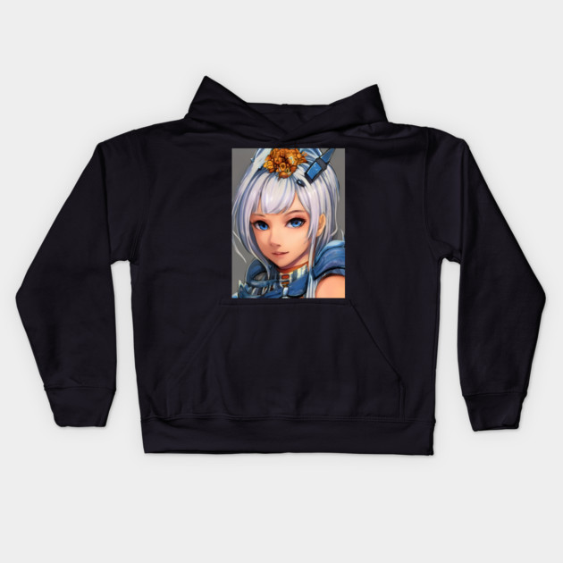 anime girl white hair cosplay Kids Hoodie by animegirlnft