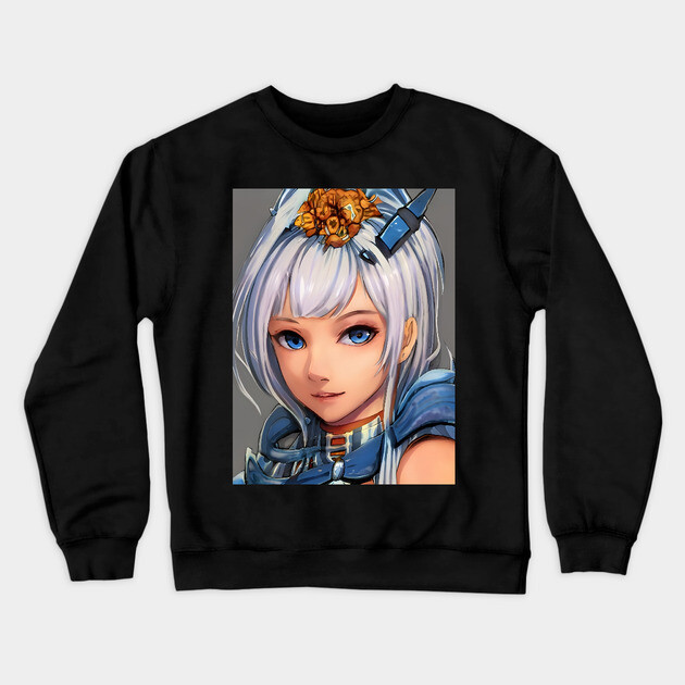 anime girl white hair cosplay Crewneck Sweatshirt by animegirlnft