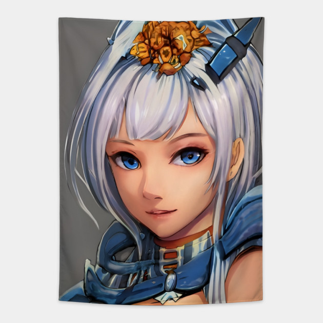 anime girl white hair cosplay Tapestry by animegirlnft