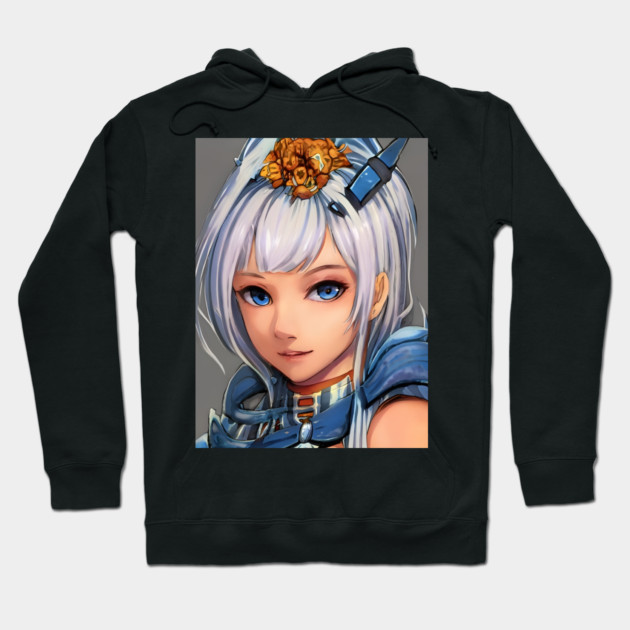 anime girl white hair cosplay Hoodie by animegirlnft