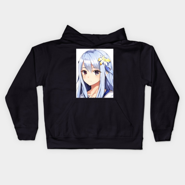anime girl manga cute style Kids Hoodie by animegirlnft