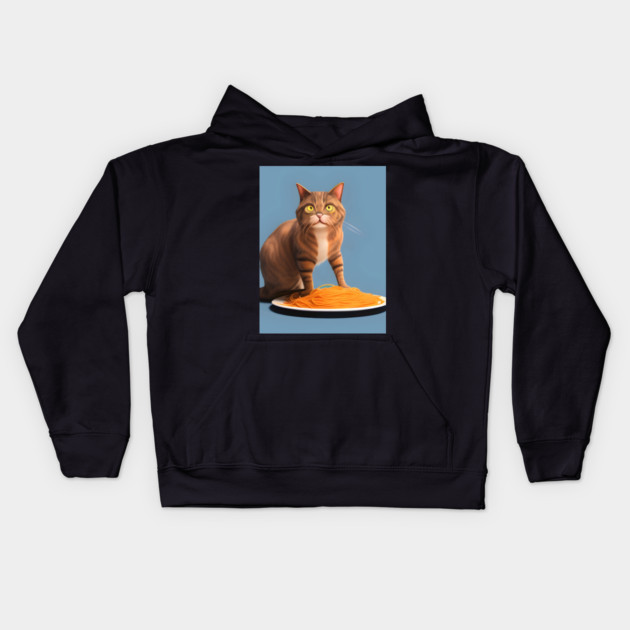 cat pasta lover  kawaii food Kids Hoodie by animegirlnft
