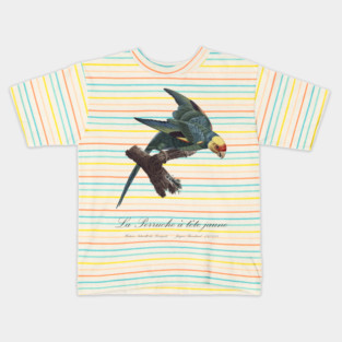 Carolina Parakeet / Perruche a Tete Jaune - 19th century Jacques Barraband Illustration Kids T-Shirt