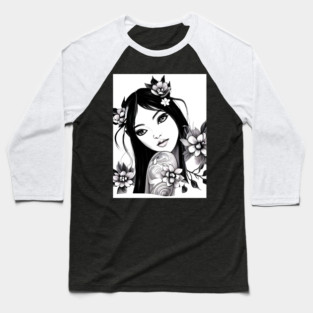 girl tatoo art flowers Baseball T-Shirt