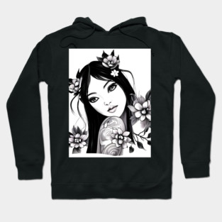 girl tatoo art flowers Hoodie